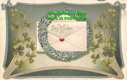R355276 Best Wishes. Envelope And Blue Flowers. P. B. Harlesden. 1909 - Monde