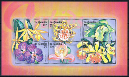 Bloc Sheet  Fleurs Orchidées Flowers Orchids  Neuf  MNH **  Gambie Gambia 2001 - Orquideas
