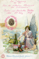Menükarte, Kaiser Friedrich Quelle, Mineralwasser, Portrait Ehepaar 1907 - Menus