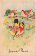 FETES - VOEUX - Joyeuses Pâques - Couple De Poussin - Poussins Jouant Avec Des œufs - Colorisé - Carte Postale Ancienne - Andere & Zonder Classificatie