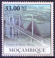 Mozambique 2010 MNH, Millau Viaduct Tallest Bridge In World France, Architecture - - Brücken