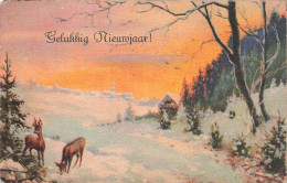 FETES ET VOEUX - Nouvel An - Un Cerf Et Une Biche Près De La Forêt - Colorisé - Carte Postale Ancienne - New Year