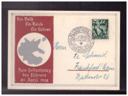 DT- Reich (024194) Propaganda Postkarte Ein Volk Ein Reich Ein Führer Geburtstag Des Führers 20.4.1938, Pas.SST Nürnberg - Covers & Documents