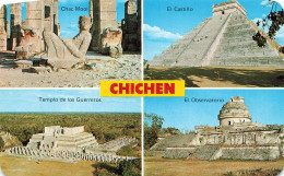 MEXIQUE - Chac Mool Statue - The Castle - Temple Of The Warriors - The Observatory - Chichen Itza - Carte Postale - Mexique