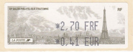 1 ATM LISA. 55è SALON PHILATHELIQUE D"AUTOMNE PARIS  2001. 2.70F  Neufs** - 2010-... Illustrated Franking Labels