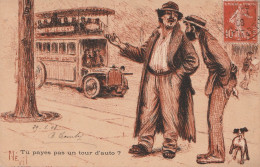 CP HUMORISTIQUE AUTO BUS 1908 ILLUSTRATEUR NÉVIL - Busse & Reisebusse