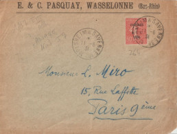 1931 - ALSACE - CACHET AMBULANT MOLSHEIM A SAVERNE 3° (IND 7) ENVELOPPE De WASSELONNE => PARIS - Spoorwegpost