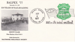 USA 1977 FDC Balpex Station, 150 Ans De Chemin De Fer - Cartas & Documentos