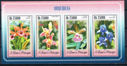 Bloc Sheet  Fleurs Orchidées Flowers Orchids  Neuf  MNH **  S Tome E Principe 2014 - Orchids