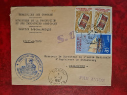 Lettre COMORES 1967 MORONI MINISTERE DE LA PRODUCTION INDUSTRIES AGRICOLES TOPOGRAPHIQUE CACHET S. O. - Comoros