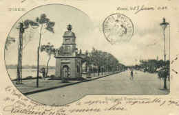 HANOI  Boulevard Francis Garnier Pionnière RV Beaux Timbres 5c Surchargé Indochine X2 - Vietnam