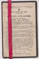 Devotie Doodsprentje Overlijden - Octavia Van Damme Echtg Karel De Smedt - Scheldewindeke 1849 - Wetteren 1908 - Overlijden