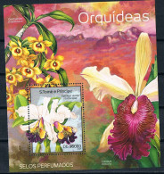 Bloc Sheet  Fleurs Orchidées Flowers Orchids  Neuf  MNH **  S Tome E Principe 2014 - Orchideen