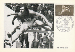 " J.O MUNICH / ATHLETISME / 400 METRES HAIES  " Sur Carte Maximum De 1972. N° YT 1722  Parfait état. CM à Saisir ! - Athlétisme