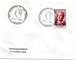 ECRIVAIN / DIDEROT = 52 LANGRES 1963 = CACHET Illustré CONCORDANT N° 1168 = 250e ANNIVERSAIRE DENIS DIDEROT - Ecrivains