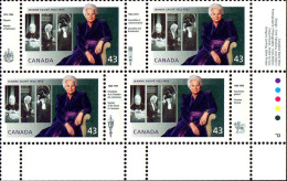 Canada Poste N** Yv:1352 Mi:1408 Jeanne Sauvé Bloc De 4 CdF - Unused Stamps