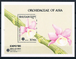 Bloc Sheet  Fleurs Orchidées Flowers Orchids  Neuf  MNH **  Bhutan 1990 - Orchideen