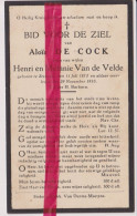 Devotie Doodsprentje Overlijden - Alois De Cock Zoon Henri & Melanie Van De Velde - Stekene 1873 - 1935 - Overlijden