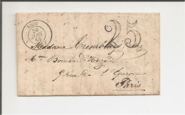 Lettre De Broc (Alpes-Maritimes)  Pour Paris De Juin 1852 - Taxe 25 - 1849-1876: Classic Period