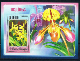 Bloc Sheet  Fleurs Orchidées Flowers Orchids  Neuf  MNH **  S Tome E Principe 2014 - Orchidées