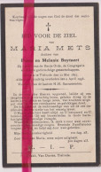 Devotie Doodsprentje Overlijden - Maria Mets Dochter Frans & Melanie Buytaert - Tielrode 1857 - 1936 - Décès