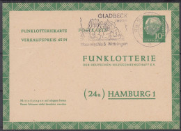 ⁕ Germany 1958 Deutsche BundesPost ⁕ FUNKLOTTERIE (24a) Hamburg 1 ⁕ Gladbeck Postmark ⁕ Stationery Postcard - Postkaarten - Gebruikt