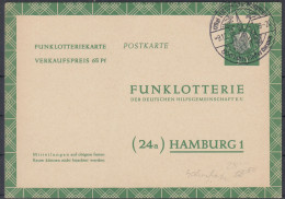 ⁕ Germany 1959 Deutsche BundesPost ⁕ FUNKLOTTERIE (24a) Hamburg 1 ⁕ Loccum Postmark ⁕ Stationery Postcard - Postales - Usados