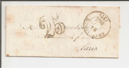 Lettre De Châteaudun Pour Paris De 1853 - Taxe 25 - 1849-1876: Periodo Classico