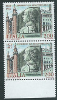 Italia 1982; Anniversario Morte Di Federico Da Montefeltro; Coppia Verticale. - 1981-90: Nieuw/plakker