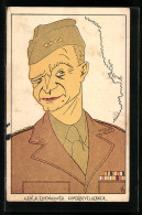 AK Karikatur Gen. D. Eisenhower, Opperbevelhebber  - Hommes Politiques & Militaires