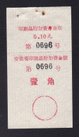 CHINA CHINE CINA ANHUI  ADDED CHARGE LABEL (ACL)  0.10 YUAN  X 2 VARIETY 附加费 / 附费加 RARE!! - Other & Unclassified