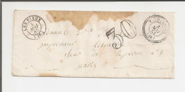 Lettre De Les Pieux Pour Paris De 1855 - Taxe 30 - 1849-1876: Classic Period