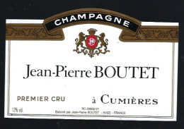 Etiquette Champagne  1er Cru Jean-Pierre Boutet    Cumieres  Marne 51 - Champan