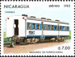 Nicaragua Avion N** Yv:1024 Mi:2393 Vagones De Ferrocarril Ferrobus - Nicaragua