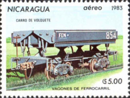 Nicaragua Avion N** Yv:1023 Mi:2392 Vagones De Ferrocarril Carro De Volquete - Nicaragua