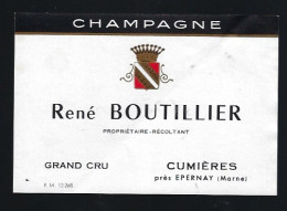 Etiquette Champagne  Grand Cru René Boutillier    Cumieres  Marne 51 - Champan