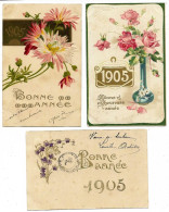3 Cpa Fleurs Gaufrées Bonne Année 1905 - New Year