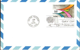 ONU (New-York) Entier-P Fdc (200) Air Mail 18c 10jan1975 - FDC