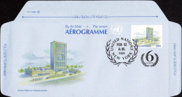 ONU (New-York) Aérogr Obl (102) Aerogramme United Nations Headquaters (TB Cachet à Date) +6cents - Airmail