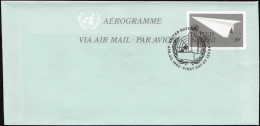 ONU (New-York) Aérogr Fdc (101) Aerogramme Avion En Papier 30c 28apr1982 - Luchtpost