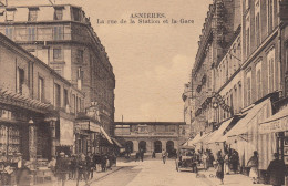 Asnières.  La Rue De La Station Et La Gare - Asnieres Sur Seine