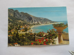 MENTON  ( 06 Alpes Maritimes )  VUE SUR GARAVAN LA FRONTIERE D ITALIE  BELLE VUE COLORISER 1973 FLAMME - Menton