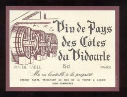 Etiquette De Vin De Pays Des Côtes De Vidourle - G. Fabre à Aubais (30) - Thème Tonneaux Caves - Autres & Non Classés