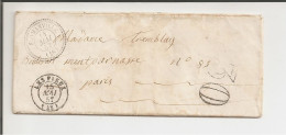 Lettre De Flamanville (La Manche) Pour Paris De 1857 - Taxe 30 - 1849-1876: Classic Period