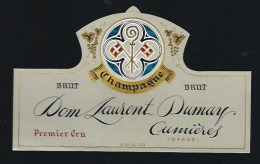 Etiquette Champagne  Brut  1er Cru  Dom Laurent Dumay  Cumieres  Marne 51 - Champagner