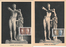 LOT " UNESCO : HERMES / BOUDDHA / NU " Sur 2 Cartes Maximum De 1961. N° YT SERV 22 + 24. Parfait état. CM à Saisir !!! - UNESCO