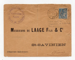 !!! 25C MOUCHON SUR LETTRE D'ALEXANDRIE DU 11/1/1902 (3 ANS APRES LA SUPPRESSION DES TIMBRES DE FRANCE) - Briefe U. Dokumente
