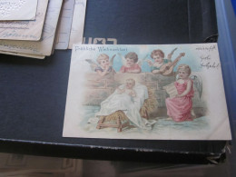 Frohliche Weihnachten Angels Children Old Litho Postcards - Andere & Zonder Classificatie