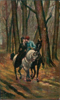 1920s ART POSTCARD - COUPLE KISSING & HORSE - BACIO  (5746) - Andere & Zonder Classificatie