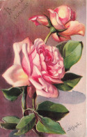 FETES ET VOEUX - Nouvel An - Deux Roses - Colorisé - Carte Postale Ancienne - Neujahr
